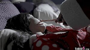 Does Santa Fuck Petite Teens At His Boss's Home?