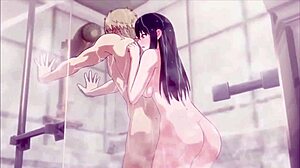 Beautiful anime step-mom gives a very hot shower scene with an uncensored creampie