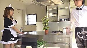 H-Cup Japanese Maid with Big Tits in Steamy Action