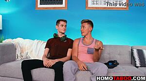 Hot step-uncle rims athletic young hunk's ass bareback