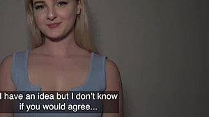 Man, this hot California blonde sucks a massive European cock in public!