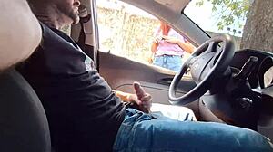 Anime hentai guy jerks off in public car asking hot stranger for info