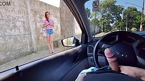 Anime hentai guy jerks off in public car asking hot stranger for info