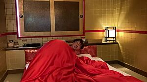 LA luxury Japanese ryokan stay turns into milf creampie