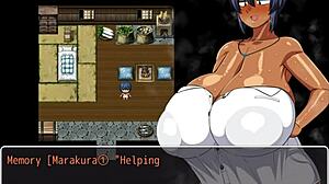 Tanned girl Natsuki in hentai game with big cock