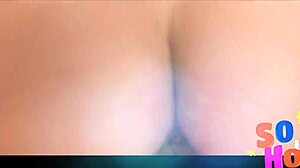 the beautiful woman has two orgasms from a strong cock in her pussy.