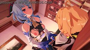 bell ganyu teasing in genshin impact anime style