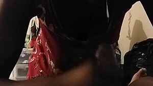 Pretty black beauty gets her big cock sucking needs met