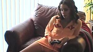 Teen Chloe 18 strips and teases her tight pussy