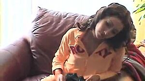 Teen Chloe 18 strips and teases her tight pussy