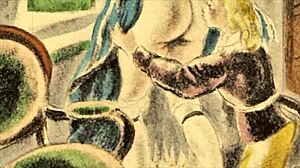 Vintage erotic illustration featuring retro cartoon anime comic hentai scenes