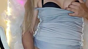 Touching rich transsexual in crossdressing outfit passionately