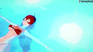 Roxy Migurdia drilled poolside as Eris watches in fantasy hentai.