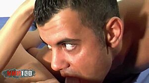 I see the sweet brunette teen with blue eyes getting deeply penetrated by a monster cock