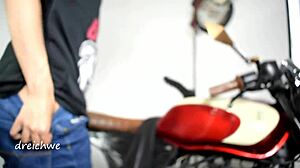 colombian guy masturbating on motorcycle