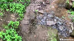 Girlfriend Receives Cumshot Facial Outdoors in Woods