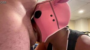 Bold beauty gets humiliated in black mask BDSM roleplay