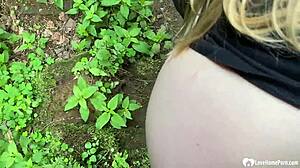 Girlfriend Receives Cumshot Facial Outdoors in Woods