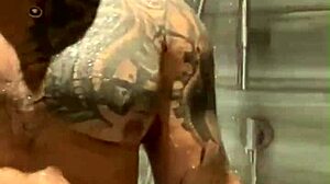 Muscular hunk Viktor rom gets tattooed and masturbates solo