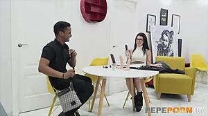 monica smiler's anal casting needs big black cock to stretch her tight ass! 🔥