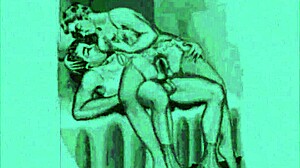 Vintage erotic animation with retro cartoon style