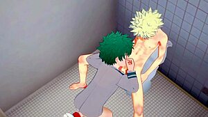 Midoriya's Hot Blowjob to Bakugou with Cum Finish. Dive into Anime Action!