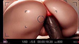 Huge black cock gives anal creampie to gaping ass in interracial 3D AI porn.
