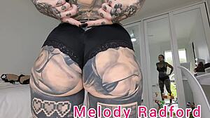 Wow! Black and Red Lingerie Closeup on Melody Radford!