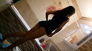 Voyeur watches pretty amateur in shower