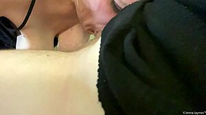 Jenna Jaymes gags on big cock in hotel deepthroat blowjob.