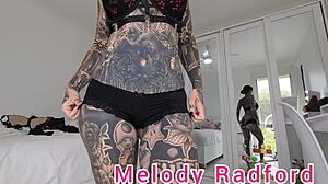 Wow! Black and Red Lingerie Closeup on Melody Radford!