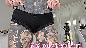 Wow! Black and Red Lingerie Closeup on Melody Radford!