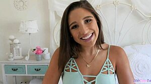 Pornstar casting interview on the bed with striptease