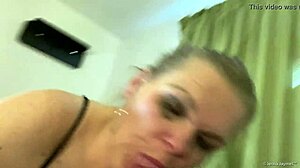 Jenna Jaymes gags on big cock in hotel deepthroat blowjob.