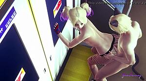 Suicide Squad Yaoi 3D - Femboy Harley Quinn Fucked on Train