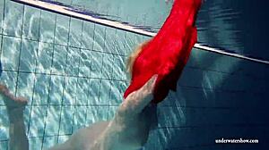 Russian Teen 18+ Lucie Dives Naked in Underwater Pool Fun