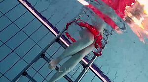 Russian Teen 18+ Lucie Dives Naked in Underwater Pool Fun