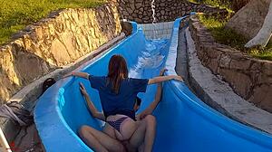 Wildly Fucking My Stuck Stepsister In The Pool Slide