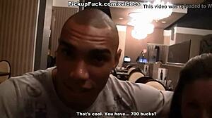 brunette with big tits gets picked up and fucked outdoors