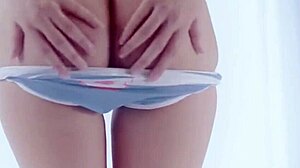 D.Va girl rides dildo in close-up POV asshole action.