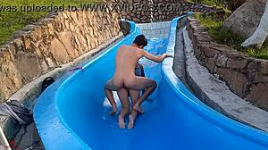 Wildly Fucking My Stuck Stepsister In The Pool Slide