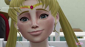 Sailor Moon cheats with classmates in 3D hentai cartoon