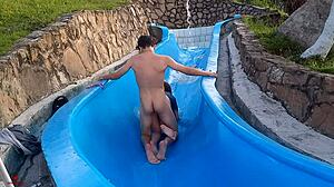 Wildly Fucking My Stuck Stepsister In The Pool Slide