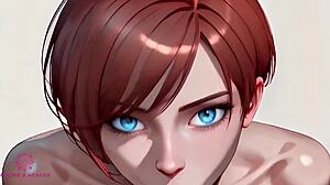 cum in my mouth - close up pov blowjob by a short haired redhead with small tits ai.