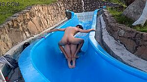 Wildly Fucking My Stuck Stepsister In The Pool Slide