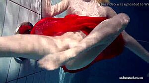 Russian Teen 18+ Lucie Dives Naked in Underwater Pool Fun