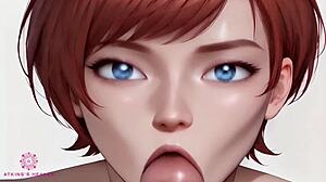 cum in my mouth - close up pov blowjob by a short haired redhead with small tits ai.