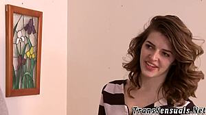 Transsex teen rides big black cock in high definition interracial scene