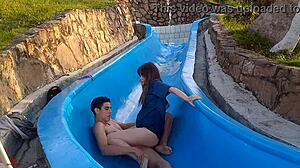 Wildly Fucking My Stuck Stepsister In The Pool Slide