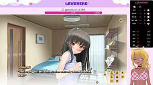 LewdNeko moans as she gets creampied in game